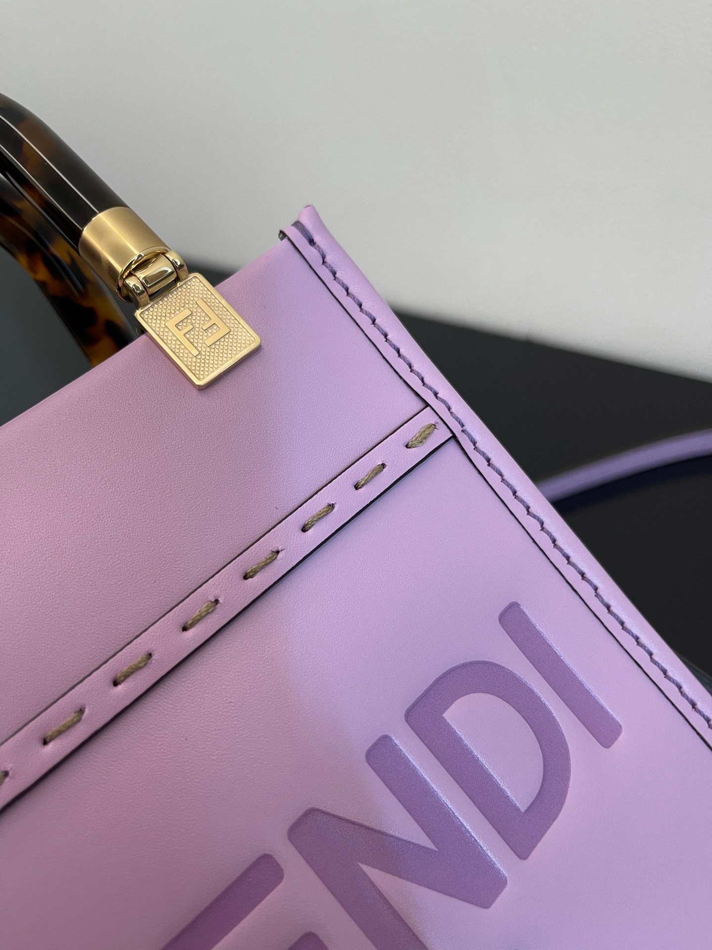 Fendi Mini Sunshine Shopper Lavender Purple Leather Bag